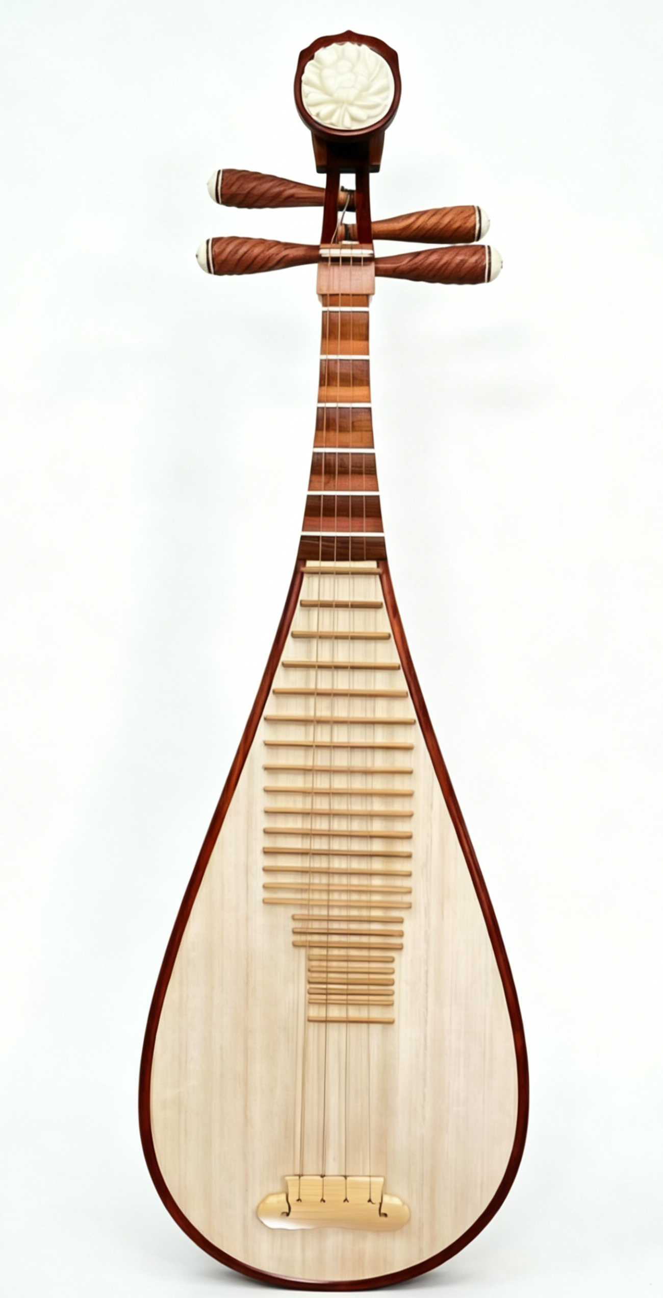 Handcrafted Solid Padauk Pipa - Front View