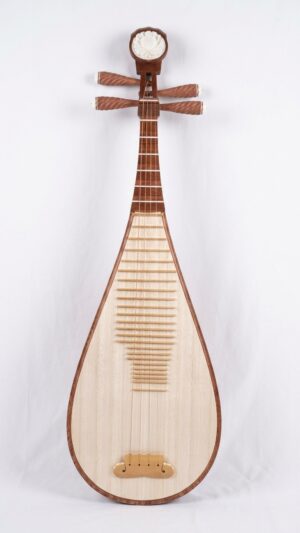Handcrafted Solid Zambian Rosewood Pipa - Front View