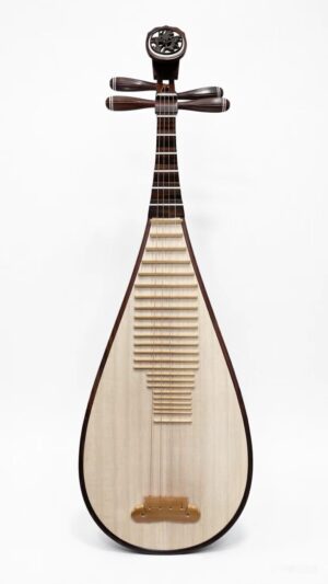 Handcrafted Old Mahogany Pipa - Front View