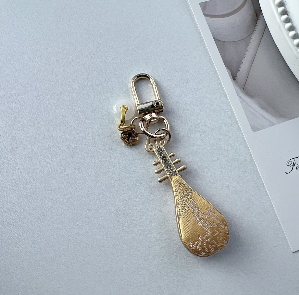 Pipa‑Shaped Keychain Set of 4, Chinese Traditional Silk Fabric Bag Charm Souvenir Gift for Collection - Image 5