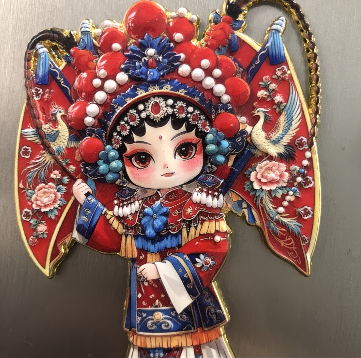 Mu Guiying Peking Opera Character Fridge Magnet, Traditional Chinese Opera Souvenir