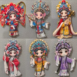 Mu Guiying Peking Opera Character Fridge Magnet, Traditional Chinese Opera Souvenir