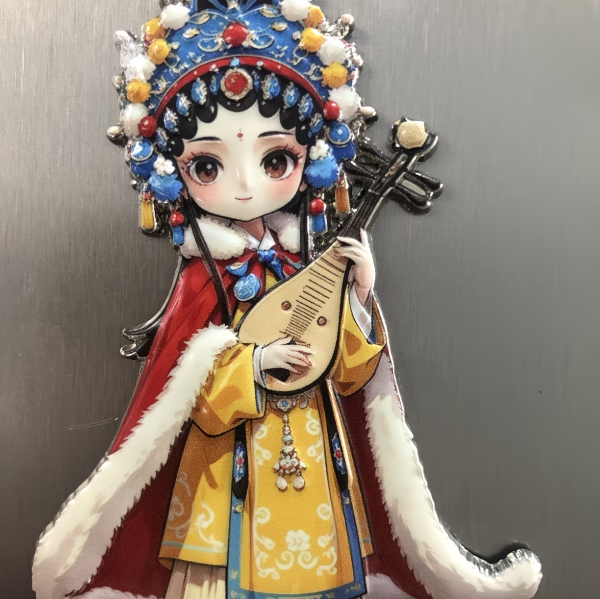 Wang Zhaojun Peking Opera Character Fridge Magnet, Traditional Chinese Opera Souvenir