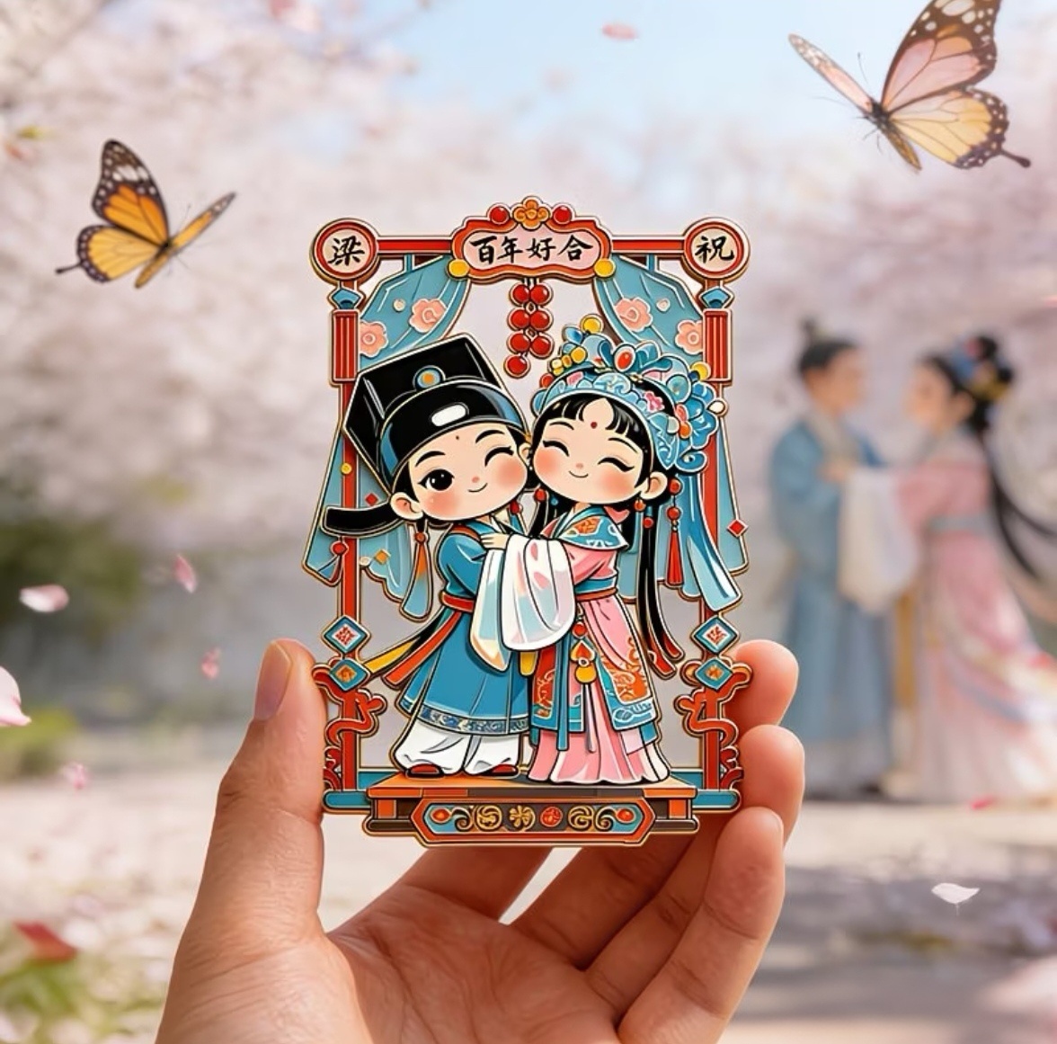 Four Classic Chinese Love Story Fridge Magnet Set, Legendary Lovers Collectible Magnets - Image 4