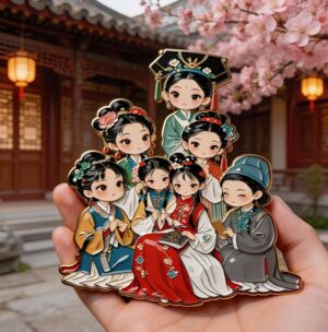 Dream of Red Chamber fridge magnet set, seven characters reading books, Chinese classic literary souvenir from Grand View Garden