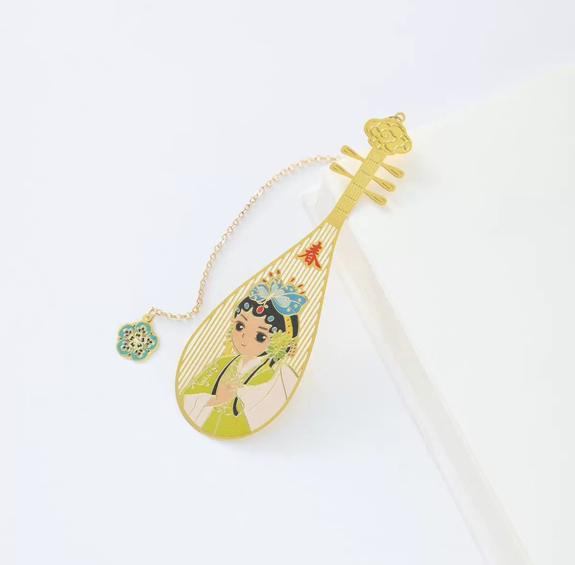 Pipa‑Shaped Metal Bookmark Set, Chinese Opera Four‑Seasons Characters - Image 4