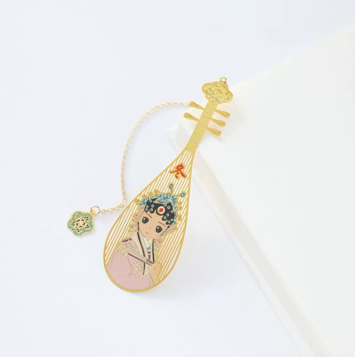 Pipa‑Shaped Metal Bookmark Set, Chinese Opera Four‑Seasons Characters - Image 2