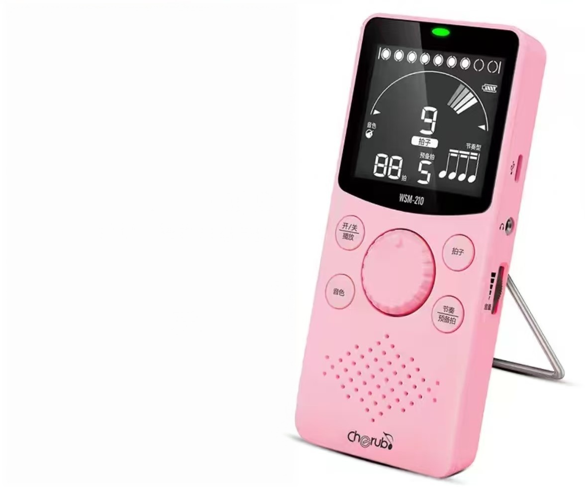 Pink portable electronic metronome for pipa players, battery powered